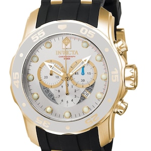 Invicta Men&#39;s Watch Pro Diver Scuba Chrono Silver Tone Dial Two Tone Strap