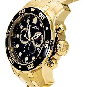 Invicta Men&#39;s 48mm PRO DIVER Scuba Chronograph Gold Dial Watch