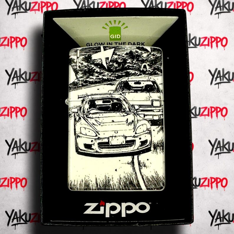 Anime Initial Drifter Racer Zippo Lighter: Custom Engraved, Glow in The Dark Gift for Boyfriend afbeelding 1