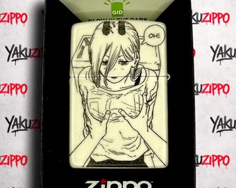 Anime Girl Zippo Lighter: Custom Engraved, Glow in The Dark Gift for Boyfriend