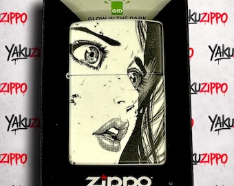 Anime Girl Zippo Lighter: Custom Engraved, Glow in The Dark Gift for Boyfriend