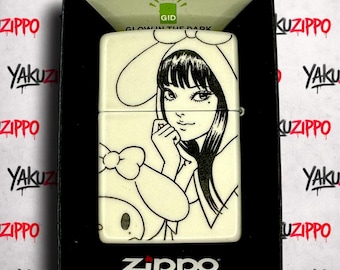Anime Girl Zippo Lighter: Custom Engraved, Glow in The Dark Gift for Boyfriend