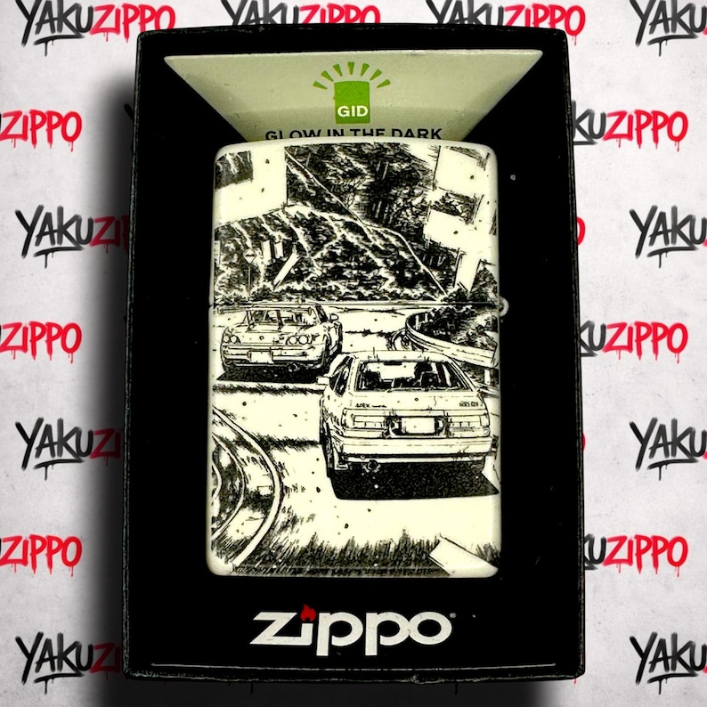 Anime Initial Drifter Racer Zippo Lighter: Custom Engraved, Glow in The Dark Gift for Boyfriend afbeelding 2