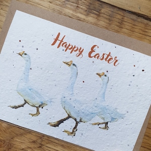 Oies en papier pour graines à planter | Carte de Pâques | Recyclé | Sans plastique | Écriture écologique et biodégradable | Minimaliste | Fait main.