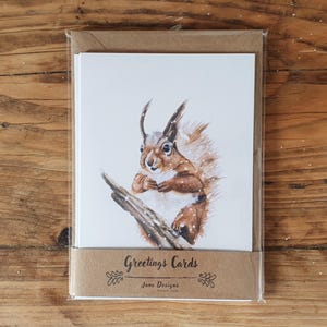 carte de voeux | Paquet de 4 | Écureuils roux | Noël | Sans plastique | Respectueux de l'environnement et biodégradable | Ensemble.