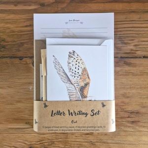 Owl Letter Writing Set | Eco Friendly Stationery Gift | Handmade Writing Paper & Cards | Nature-Inspired. image 1