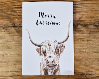Greetings Card | Highland Cow | Christmas| Happy Holidays | Recycled | Eco-friendly | Nature Card.