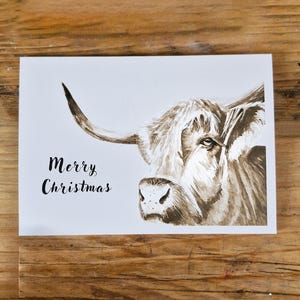 carte de voeux | Vache Highland | Noël| Joyeuses Fêtes | Recyclé | Respectueux de l'environnement | Carte Nature.