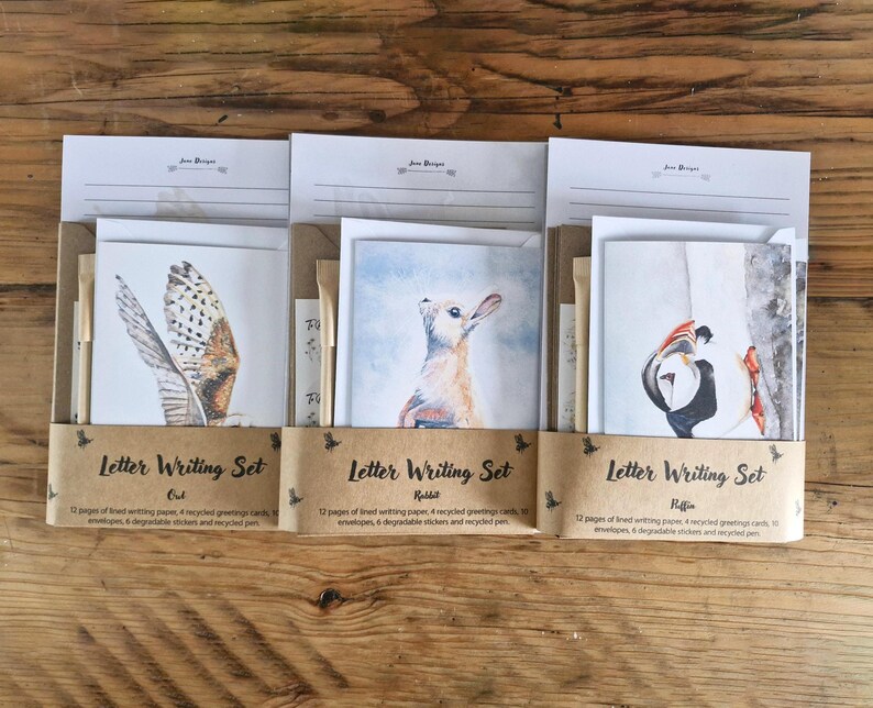 Owl Letter Writing Set | Eco Friendly Stationery Gift | Handmade Writing Paper & Cards | Nature-Inspired. image 8