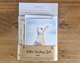 Rabbit Letter Writing Set | Thoughtful Notes | Recycled Paper | Eco-friendly & Biodegradable.