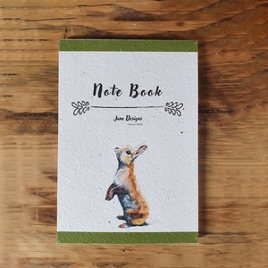Bloc-notes en papier pour graines à planter | Thème lapin | Fleur sauvage indigène | Toutes les occasions | Sans plastique | Écriture écologique et biodégradable.