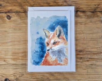carte de voeux | Renard dans la neige | Carte unique | Noël | Recyclé | Respectueux de l'environnement | Carte Nature.