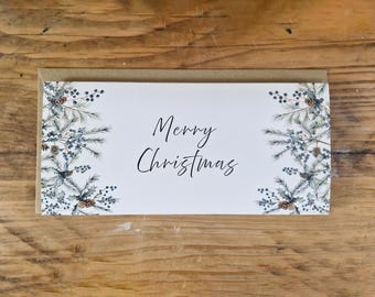 Greetings Card | Christmas Foliage | Merry Christmas | Watercolour Print | Botanical | Rustic | Happy Holidays | Nature Art.