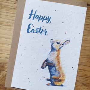 Lapin en papier pour graines à planter | Carte de Pâques | Recyclé | Sans plastique | Écriture écologique et biodégradable | Minimaliste | Fait main.