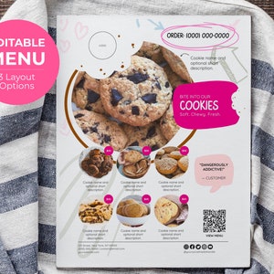 Menu photo modifiable de boulangerie, brochure, publicité pour des biscuits gastronomiques | Modèle de toile personnalisable imprimable