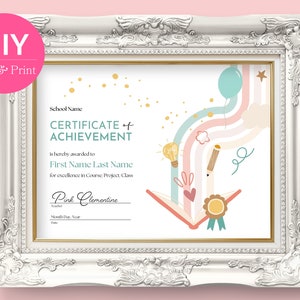 Bearbeitbares Leistungszertifikat für Studenten | Kids Award for English, Literature, and Reading Class | Druckbare Digitale Canva Vorlage