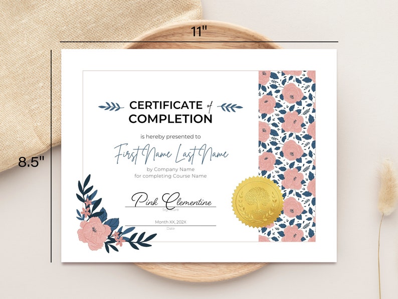 Editable Certificate of Completion Recognition Achievement Excellence ...