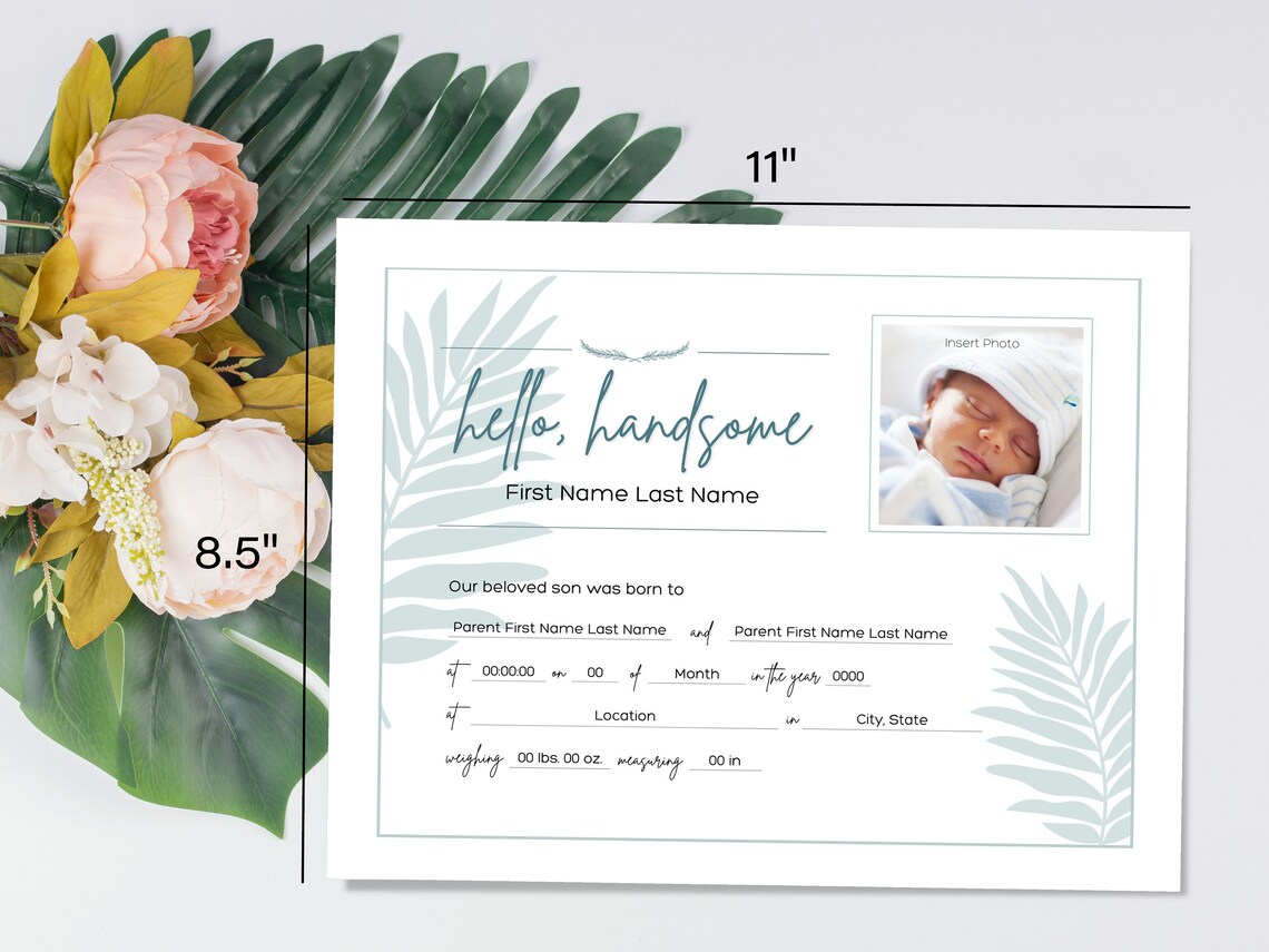 Editable Birth Certificate for Newborn Baby Boy and Son | Customizable ...