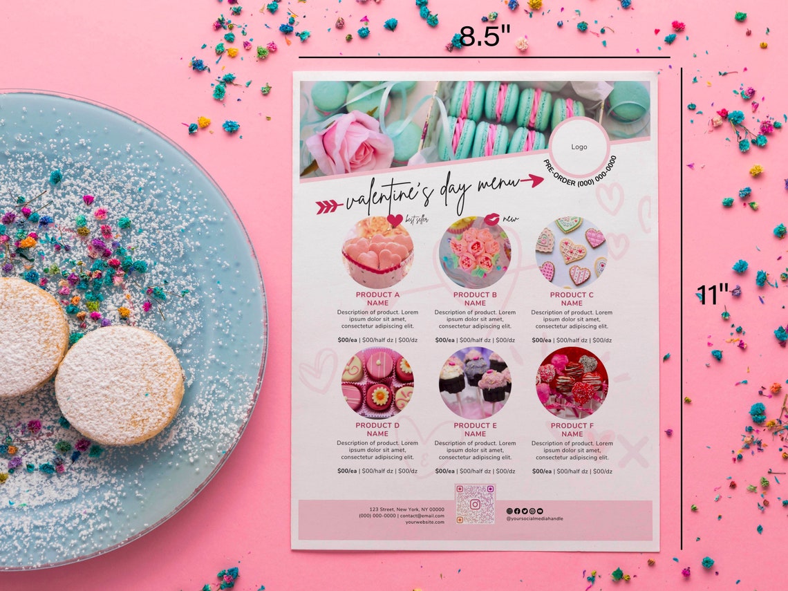 Editable Bakery Menu Price List for Gourmet Cookie, Cupcake, Macaron ...