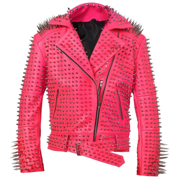 Pink Leather Jacket - Etsy