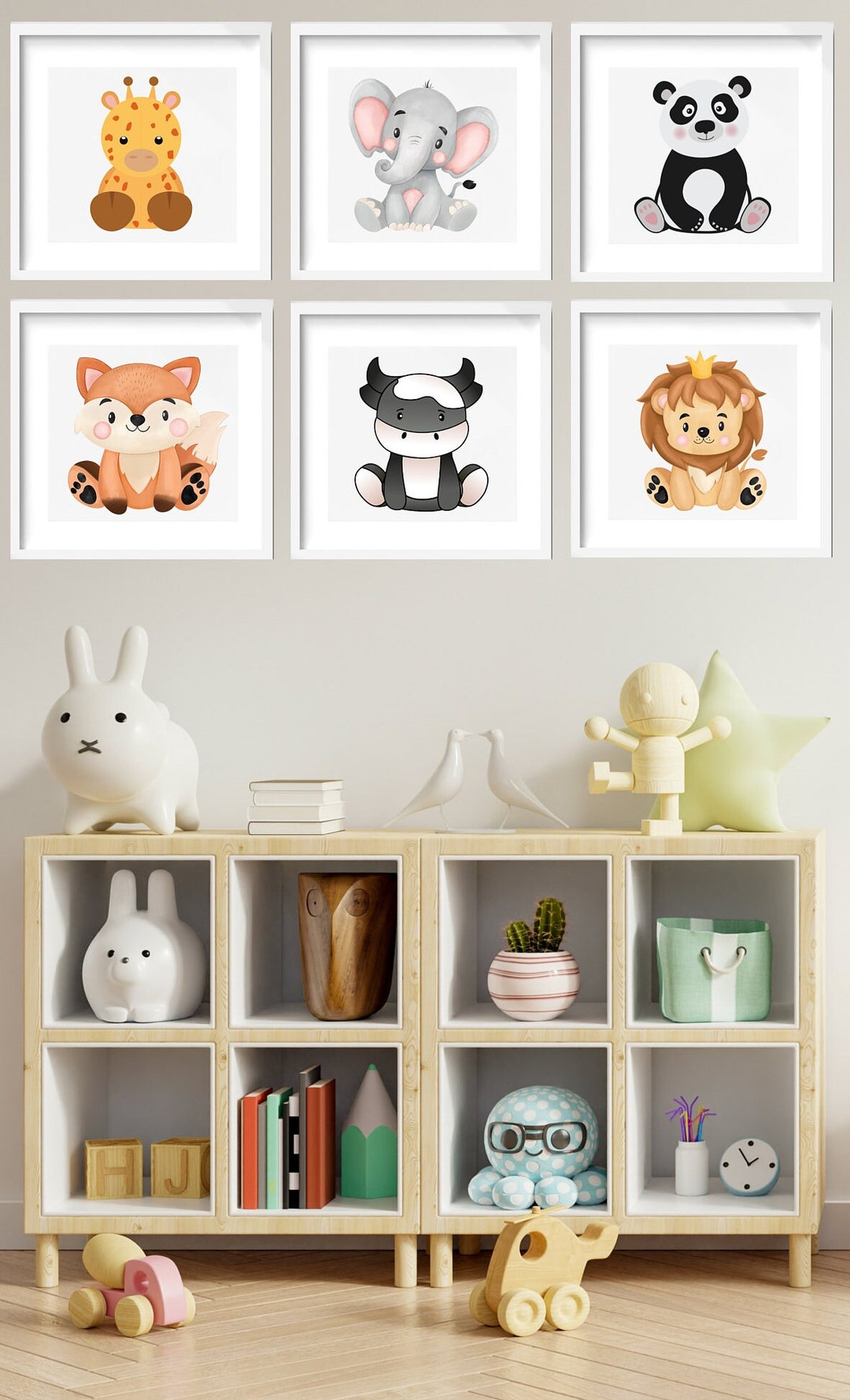 6 Animal Nursery Wall Art Printables Orange Nursery Decor - Etsy