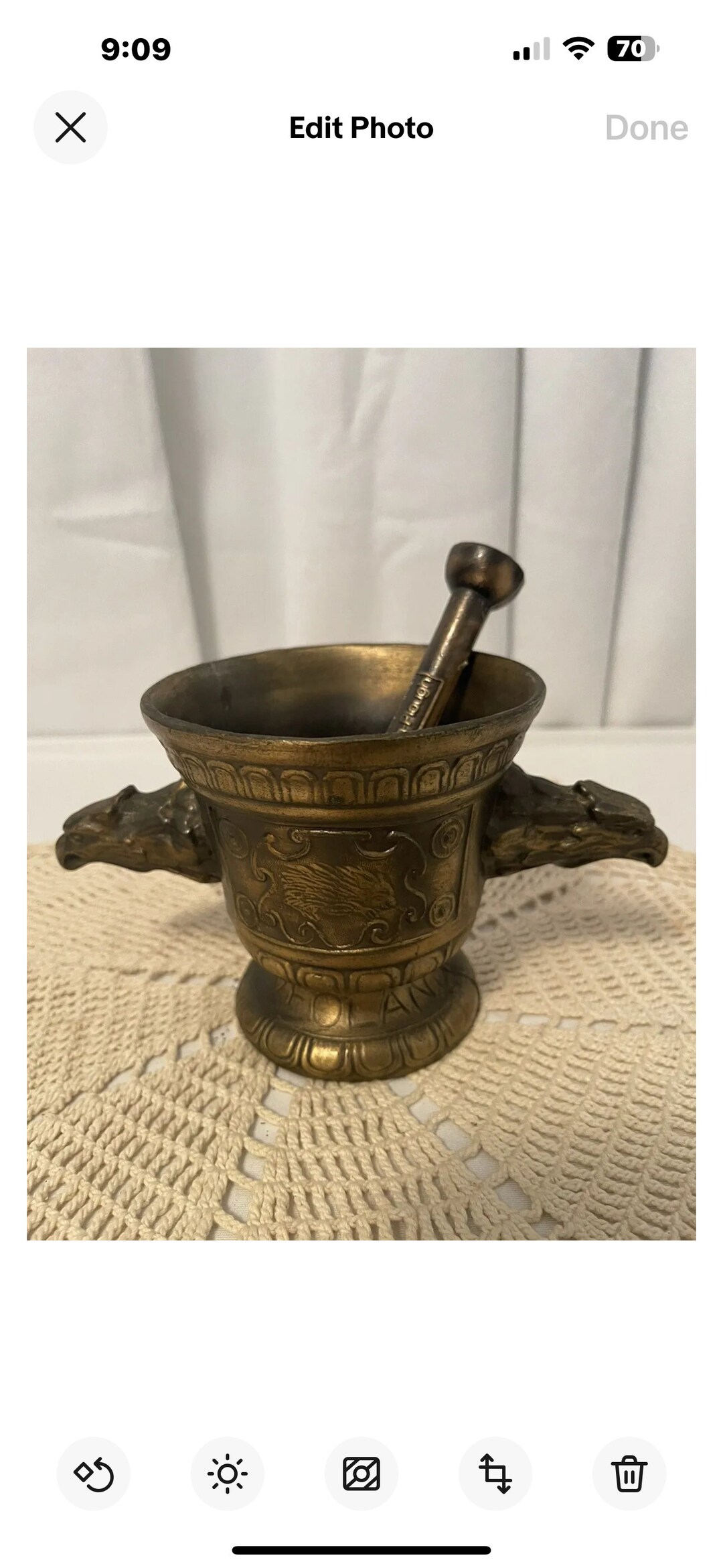 Vintage Brass Mortar Pestle Eagle Head Etsy