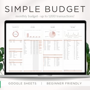 Blozen roze budgetplanner | Maandelijkse financiële tracker | Eenvoudig budgetspreadsheet voor Google Spreadsheets | Eenvoudig budgetteringshulpmiddel