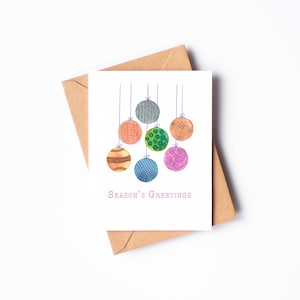 Colorful Christmas Bulbs Note Card | Holiday Greeting Card | Blank Inside | Includes a Kraft Envelope | Christmas Greeting Card