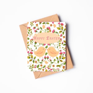 Tarjeta de pollitos de Pascua / Tarjeta de feliz Pascua / Ilustración original en gouache y acuarela / Tarjeta de felicitación de pollitos de primavera