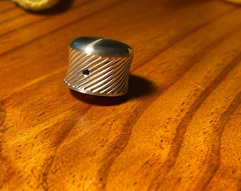 CNC Spiral Milled Guitar Knob: Solid Brass, Black Anodized Aluminum, Spiral Texture