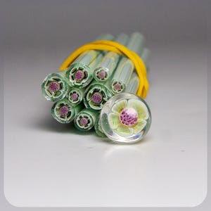 Light Teal  Flower in Canes Murrini Coe 104 for Lampworking 6 cm long