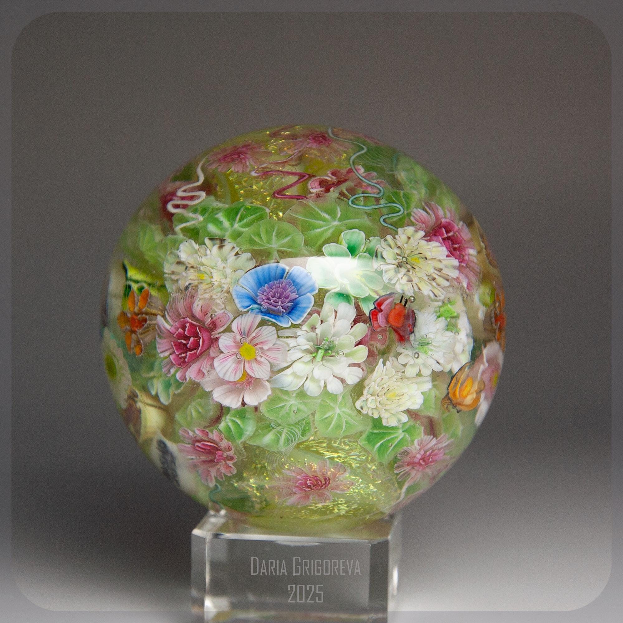 Orient & Flume Art Glass ガラス ペーパーウェイト Vintage Orient & Flume Art Glass Blue Iridescent Pulled