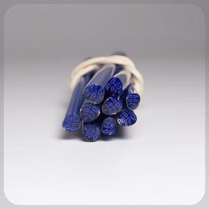 Blue Leaves in Canes Murrini Coe 104 for Lampworking 6 cm long