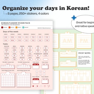 Può includere: Un set di adesivi per planner coreano con oltre 250 adesivi per la gestione dei compiti. Il set di adesivi include adesivi per i giorni della settimana, i compiti e il monitoraggio dell'umore. Gli adesivi sono in coreano e inglese. Il set di adesivi è ideale per i principianti e i madrelingua coreani.