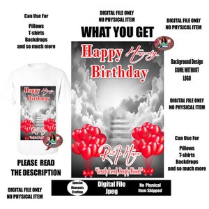 Happy Heavenly Birthday Design, Memorial, RIP Design, Funeral Background PNG, Sublimation, In loving Memory! Heaven, Celebration of Life