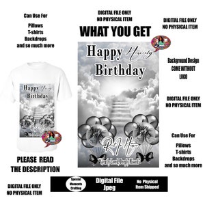 Happy Heavenly Birthday Design, Memorial, RIP Design, Funeral Background PNG, Sublimation, In loving Memory! Heaven, Celebration of Life