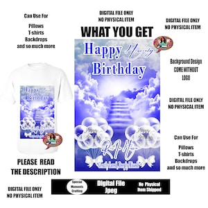 Happy Heavenly Birthday Design, Memorial, RIP Design, Funeral Background PNG, Sublimation, In loving Memory! Heaven, Celebration of Life