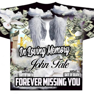 3D All over T-shirt Template, Digital Photoshop Template, Memorial T-shirt Template, Funeral T-shirt Design