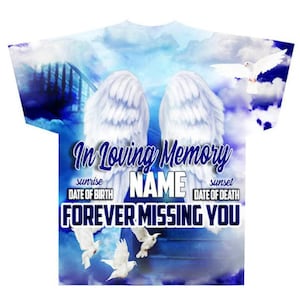 3D All over T-shirt Template, Digital Photoshop Template, Memorial T-shirt Template, Funeral T-shirt Design