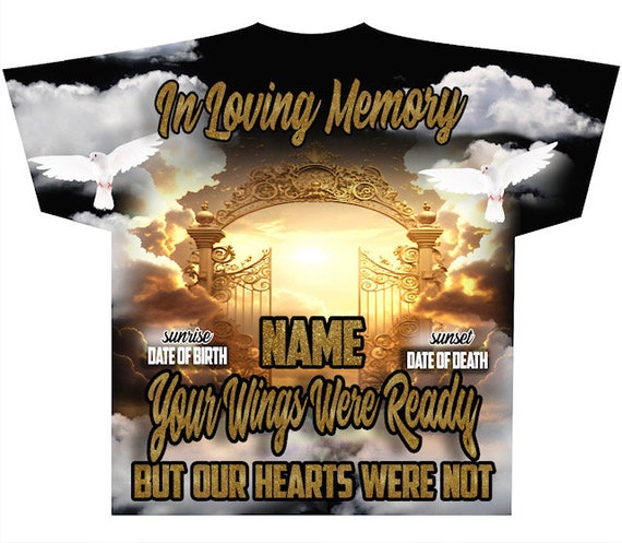 3D All over T-shirt Template, Digital Photoshop Template, Memorial T-shirt Template, Funeral T-shirt Design