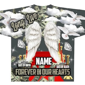 3D All over T-shirt Template, Digital Photoshop Template, Memorial T-shirt Template, Funeral T-shirt Design