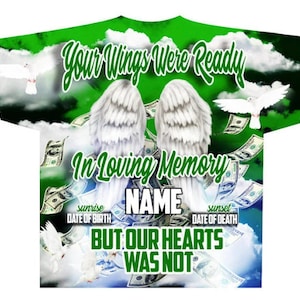 3D All over T-shirt Template, Digital Photoshop Template, Memorial T-shirt Template, Funeral T-shirt Design