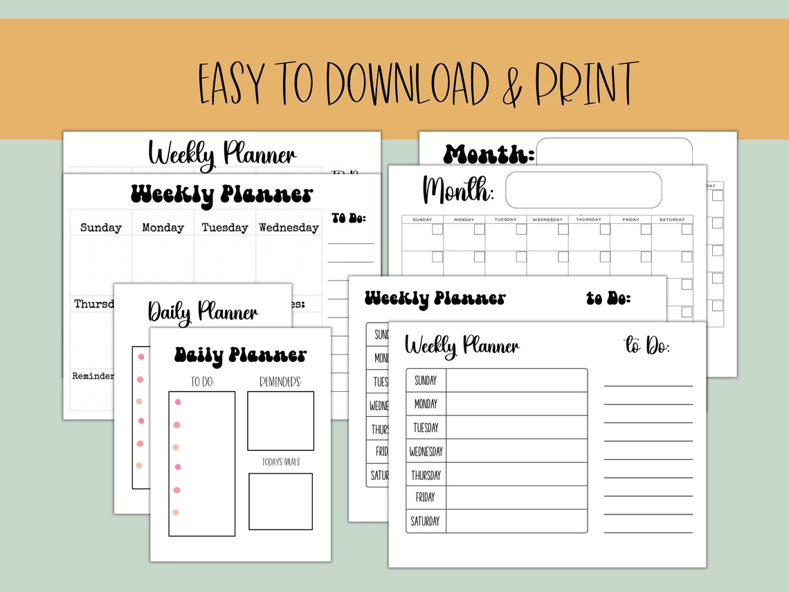 Planner Bundle Daily Planner Printable Weekly Planner Digital Weekly ...
