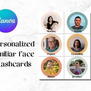 Personalized toddler flashcards face flashcards custom toddler gift canva template mothers day gift first birthday gift toddler activity