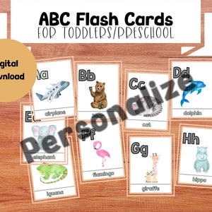 Printable flash cards personalized flashcards custom printable for kids alphabet printable montessori cards montessori printable activity