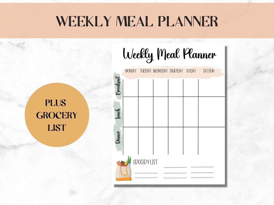 Weekly Meal Planner Grocery List Mom Planner Meal Plan Printable ...