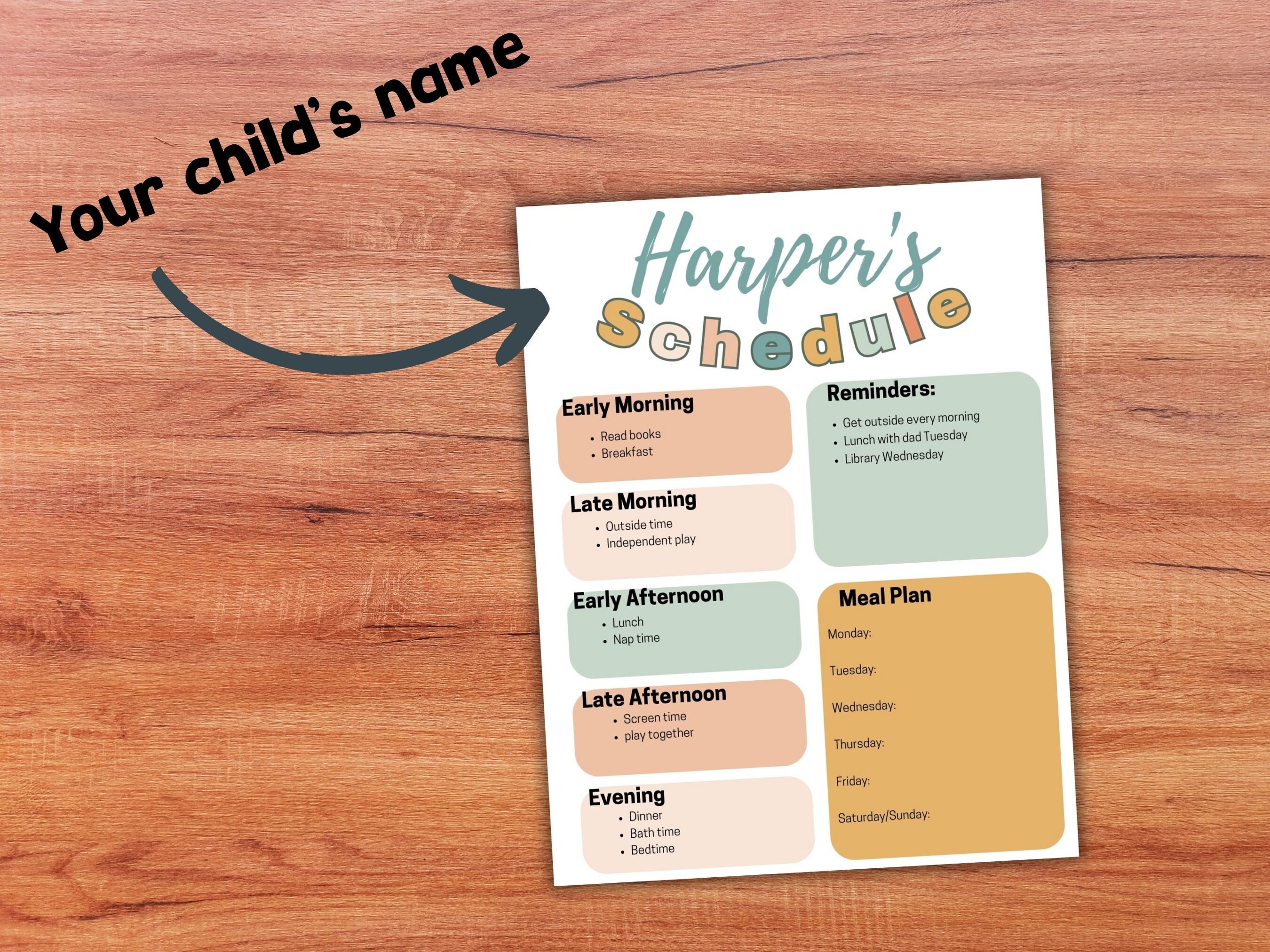 Editable Baby Toddler Schedule Canva Template Personalized Schedule ...