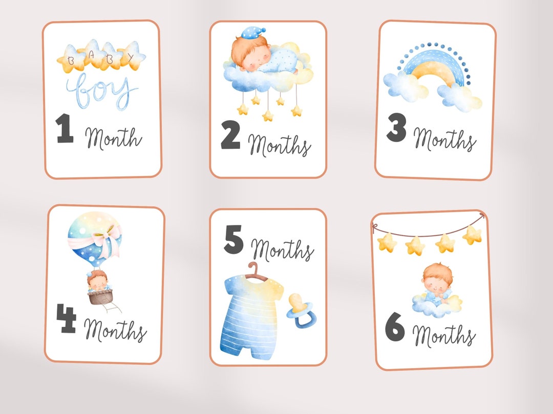 Milestone Cards First Year Boy Milestone Baby Boy Gift Baby Shower New ...