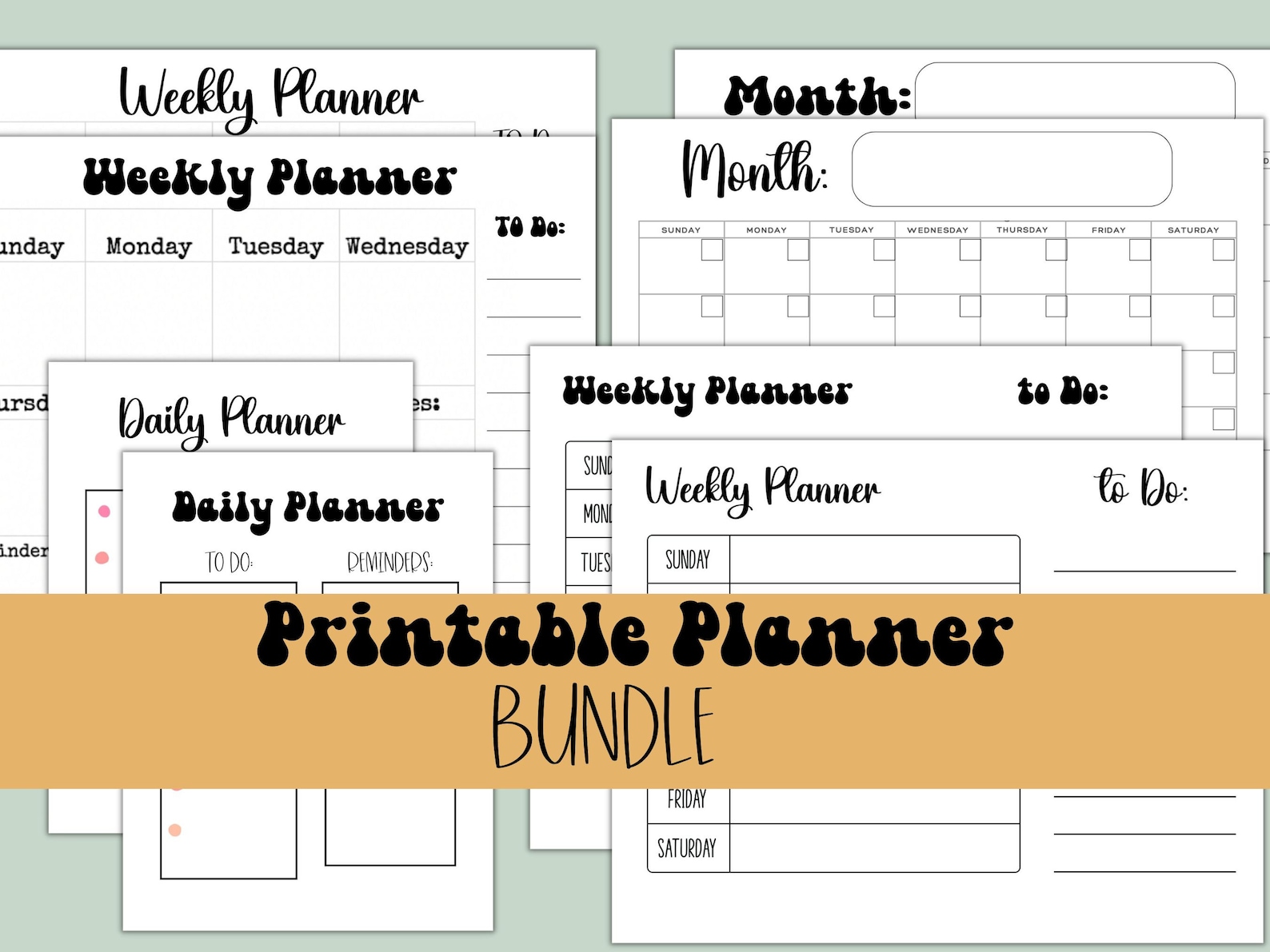 Planner Bundle Daily Planner Printable Weekly Planner Digital Weekly ...