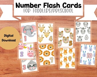 Tarjetas flash imprimibles para niños pequeños imprimibles educativos contando tarjetas flash tarjetas flash de acuarela tarjetas flash de animales actividad montessori